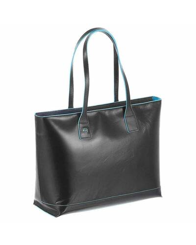 Piquadro Blue Square shopping bag in pelle sfoderata, Nero - BD3336B2/N