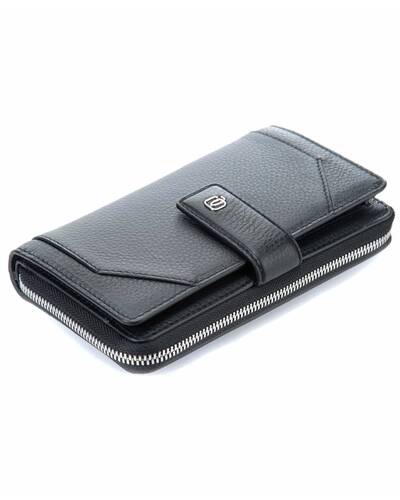 Piquadro Muse portafoglio donna con portamonete e protezione anti-frode RFID, Nero - PD1354MUR/N