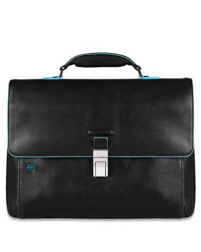 Piquadro Blue Square expandable computer portfolio briefcase, Black - CA3111B2/N