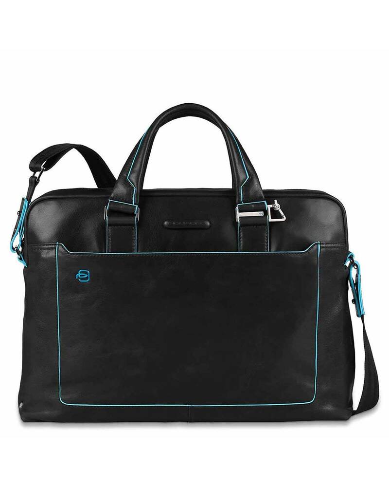 Piquadro Blue Square computer portfolio briefcase with iPad®Air/Air2r compartment, Black - CA3335B2/N