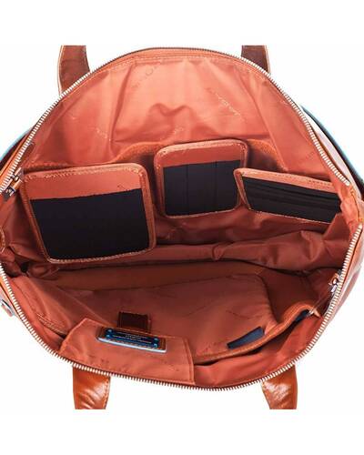 Piquadro Blue Square expandable portfolio briefcase with double compartment, Orange - CA1618B2/AR