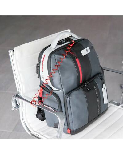 Piquadro BagMotic Zaino fast-check porta PC con cavetto antifurto, Grigio/Nero - CA4550UB00BM/GN