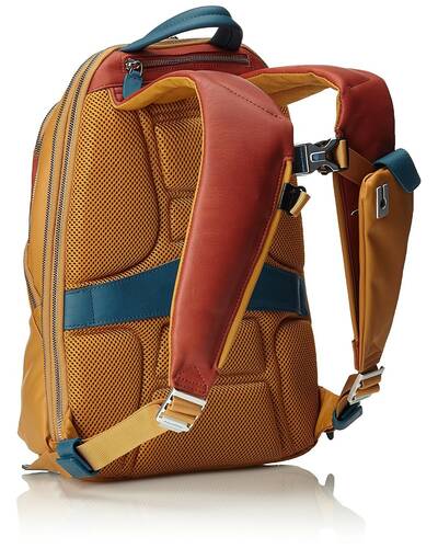 Piquadro Coleos expandable computer backpack with rain protection, Yellow - CA2944OS/GI
