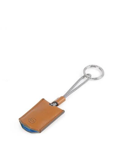Piquadro BagMotic Leather key-chain with USB, micro-USB and lightning cable, Blue - AC4236BM/BLU