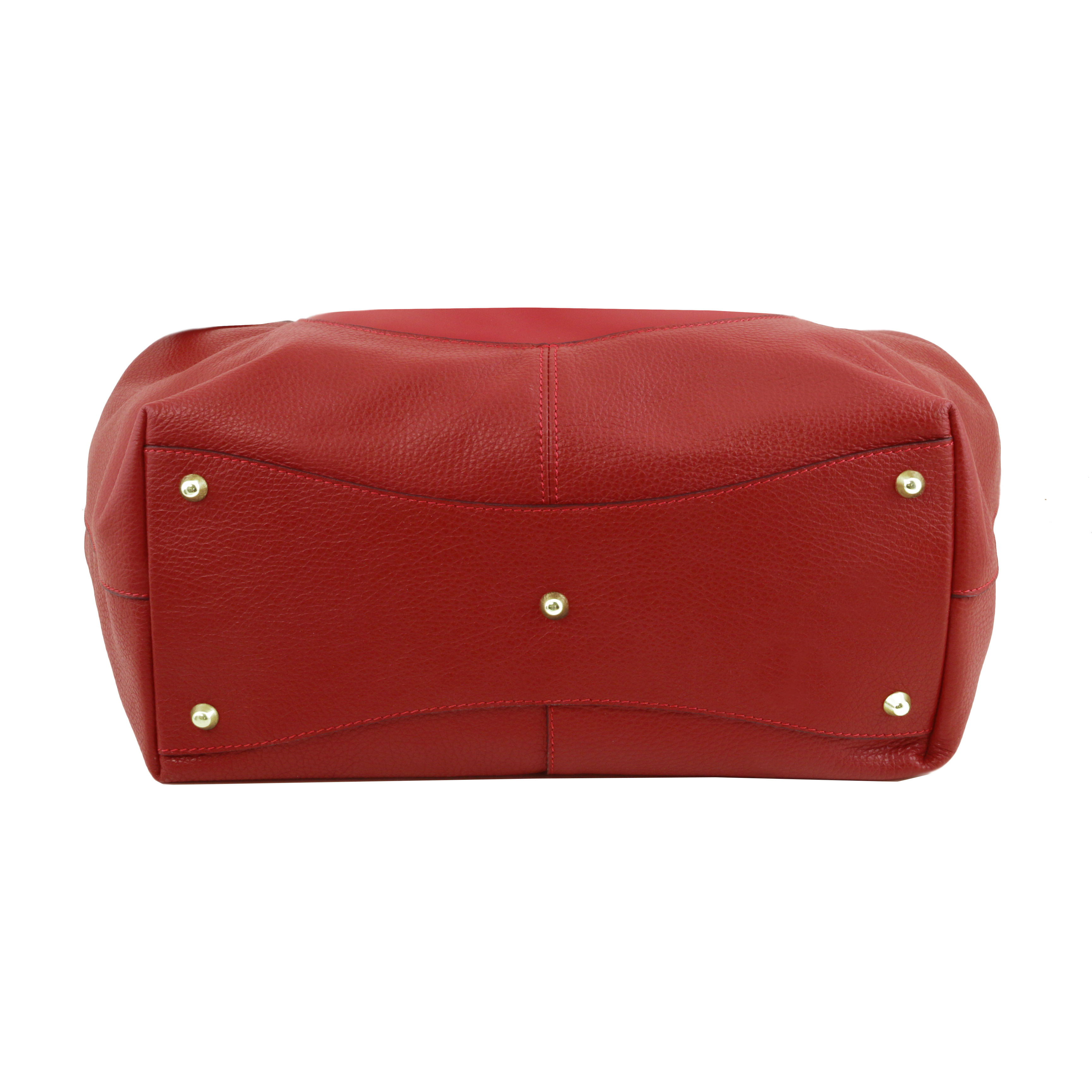 Large Red SOFT LEATHER HANDBAG Red Leather Shoulder Bag Red 