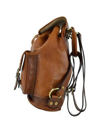 Pratesi Caporalino leather backpack - B345 Bruce Cognac