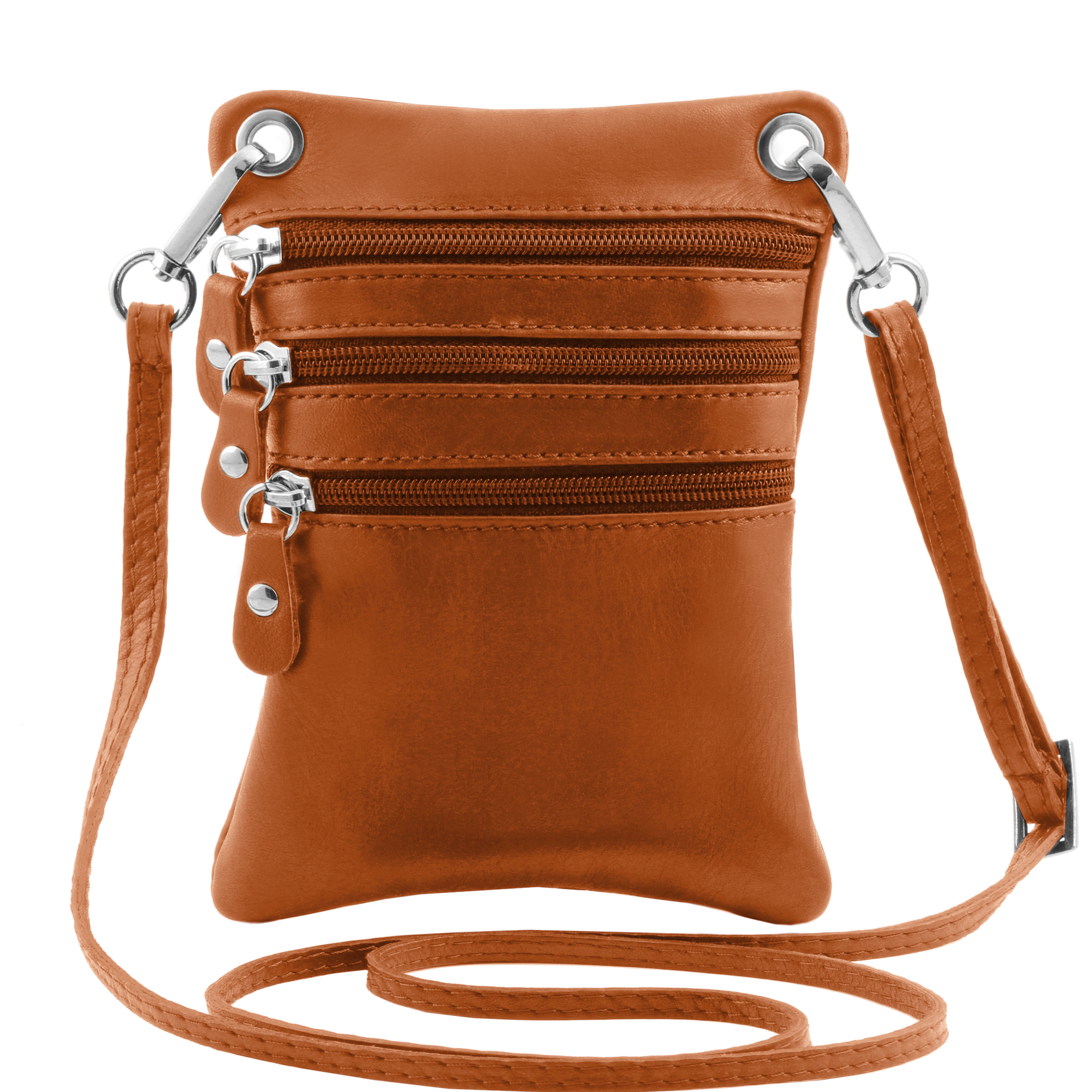 Marshal Genuine Leather 4 Zipper Compartment Crossbody Purse Shoulder Bag
